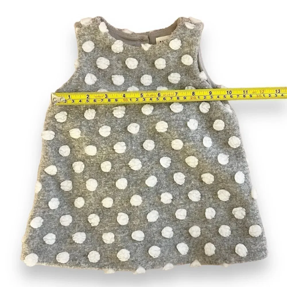 Baby Gap Fuzzy Swiss Polka Dot Sleeveless Dress, Size 3-6 Months Grey/White NWOT